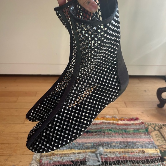 Zara Black Mesh Rhinestone Flats 39 like new - Picture 9 of 16